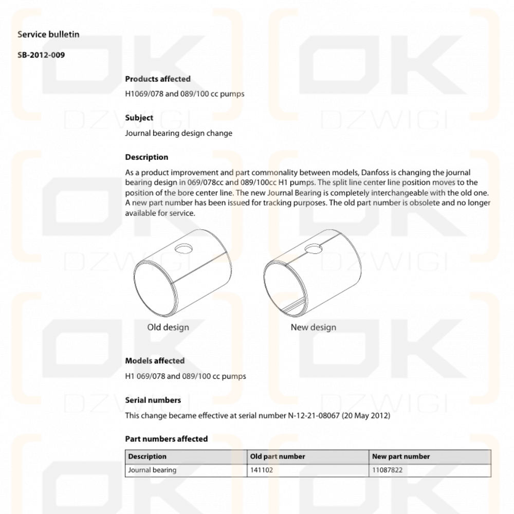 Casquillo Danfoss G550 para bomba H1P069-100 PAP4156.5 P141
