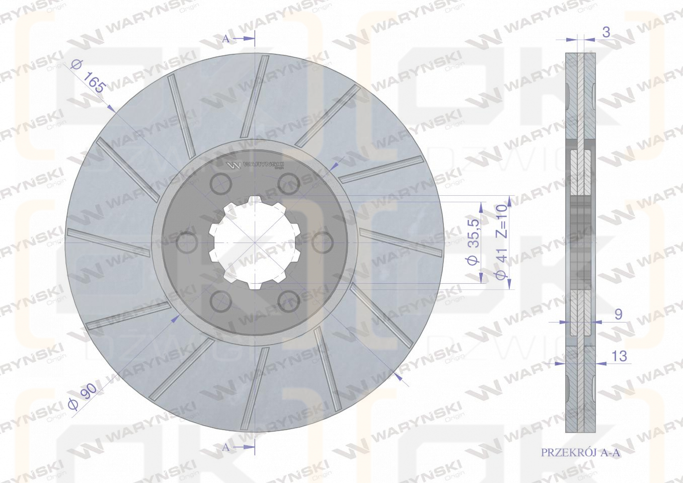 Tarcza hamulcowa 131788A1 CASE. Waryński