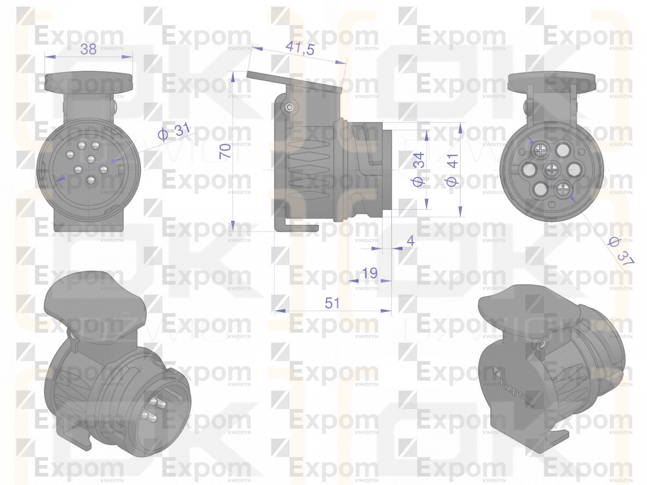 Adapter z 13-pin na 7-pin EXPOM KWIDZYN eu