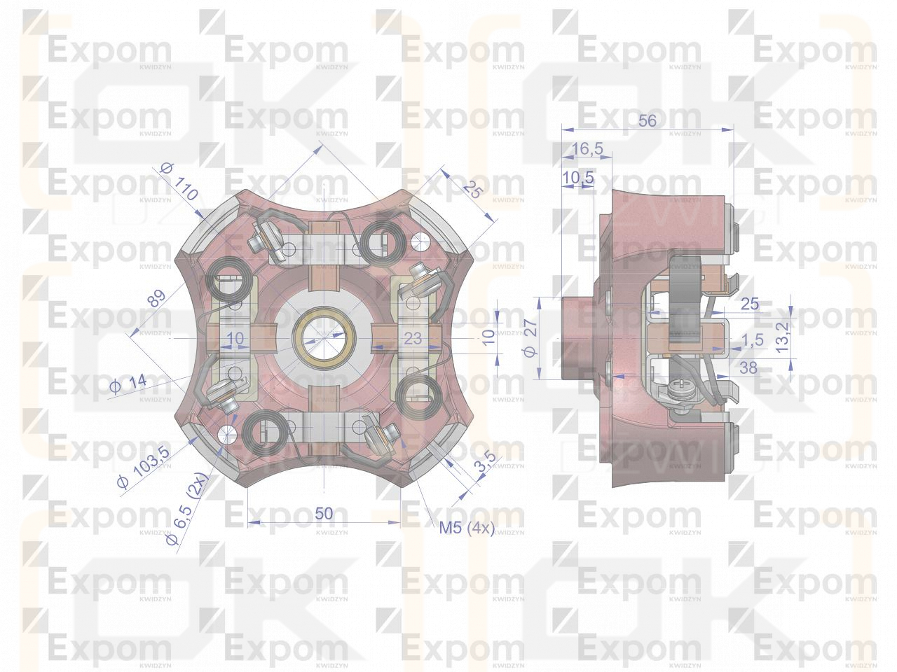 Szczotkotrzymacz kompletny z szczotkami R-11 46657100. 8544000 EXPOM KWIDZYN eu