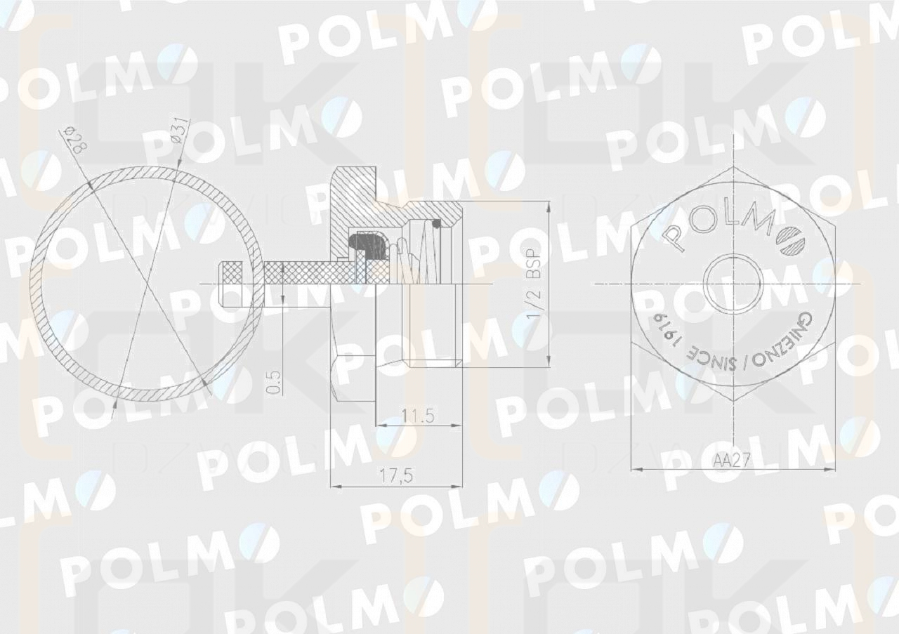 Zawór odwadniający zbiornika powietrza 1/2 BSP 1664505MP ( sprzedawane po 5 ) POLMO
