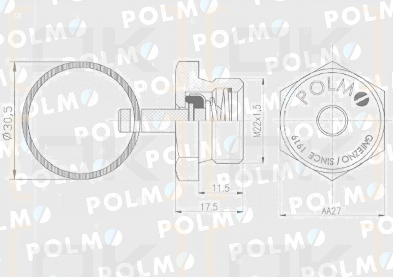 Odwadniacz zbiornika powietrza Przyczepa Ciągnik 22x1.5 (sprzedawane po 5) POLMO