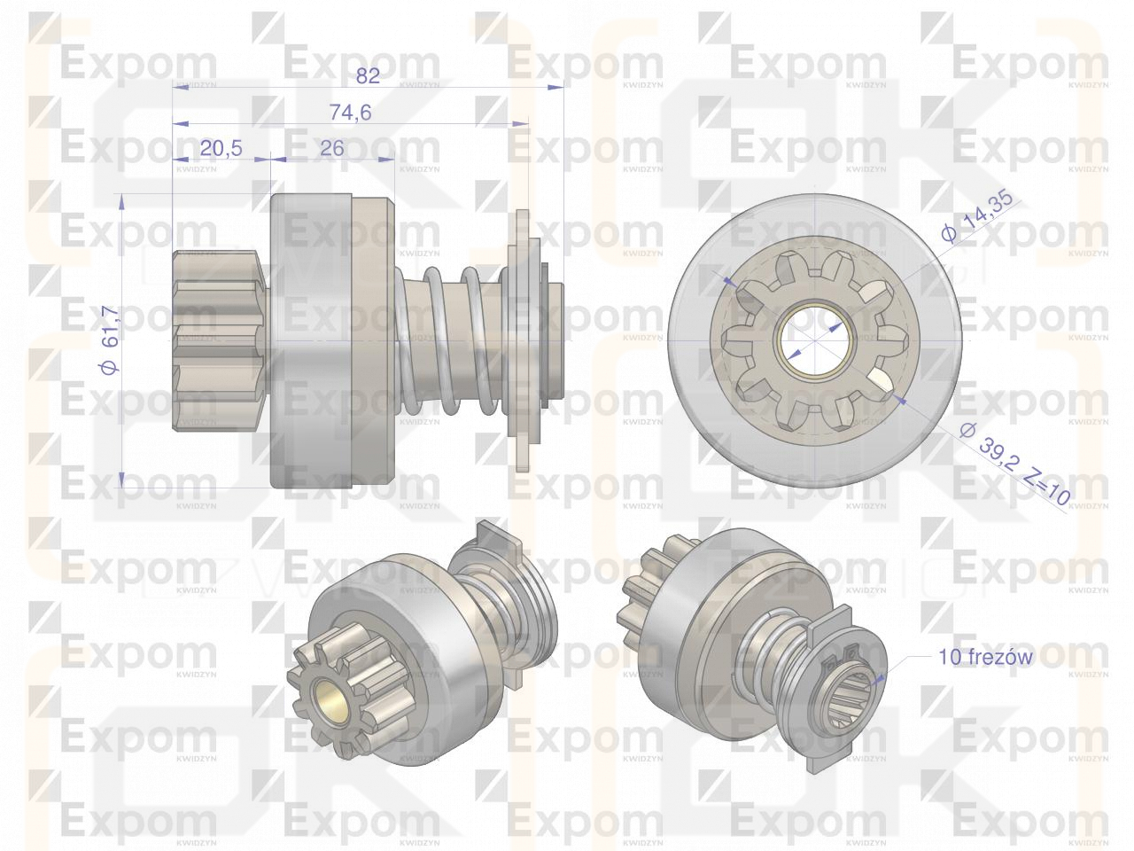 Zespół sprzęgający rozrusznika ( Typ Iskra ) MSX 602, 16.902.382 EXPOM KWIDZYN eu 