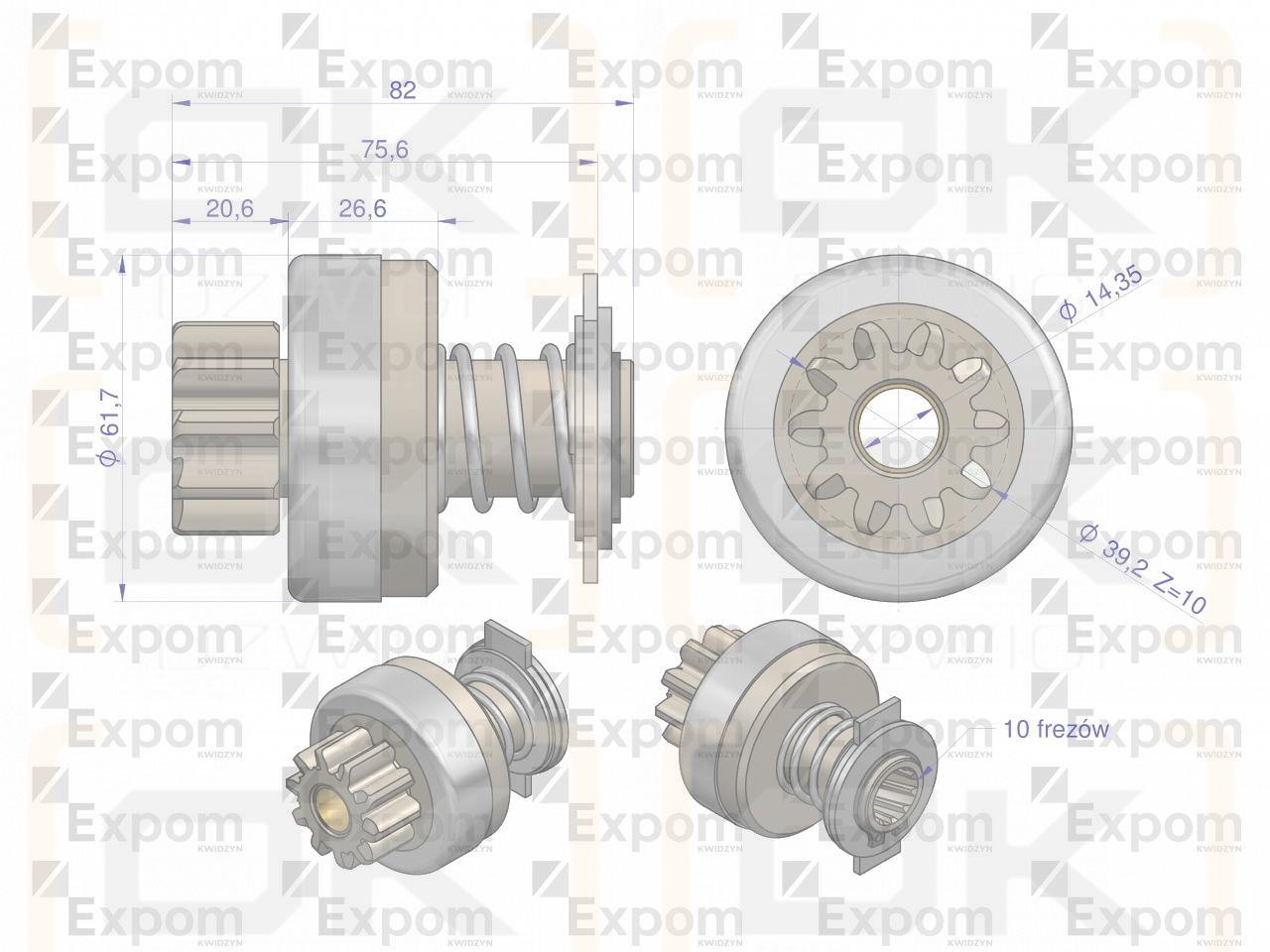 Zespół sprzęgający rozrusznika 16.902.835 (rozrusznik Iskra) EXPOM KWIDZYN eu 