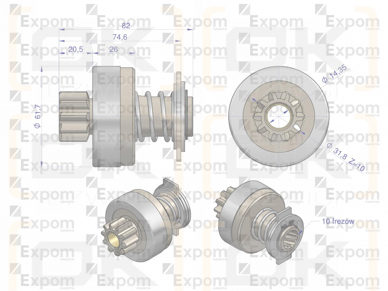 Zespół sprzęgający rozrusznika ( Typ Iskra ) MSX 332KIT, 16.908.807 EXPOM KWIDZYN eu 