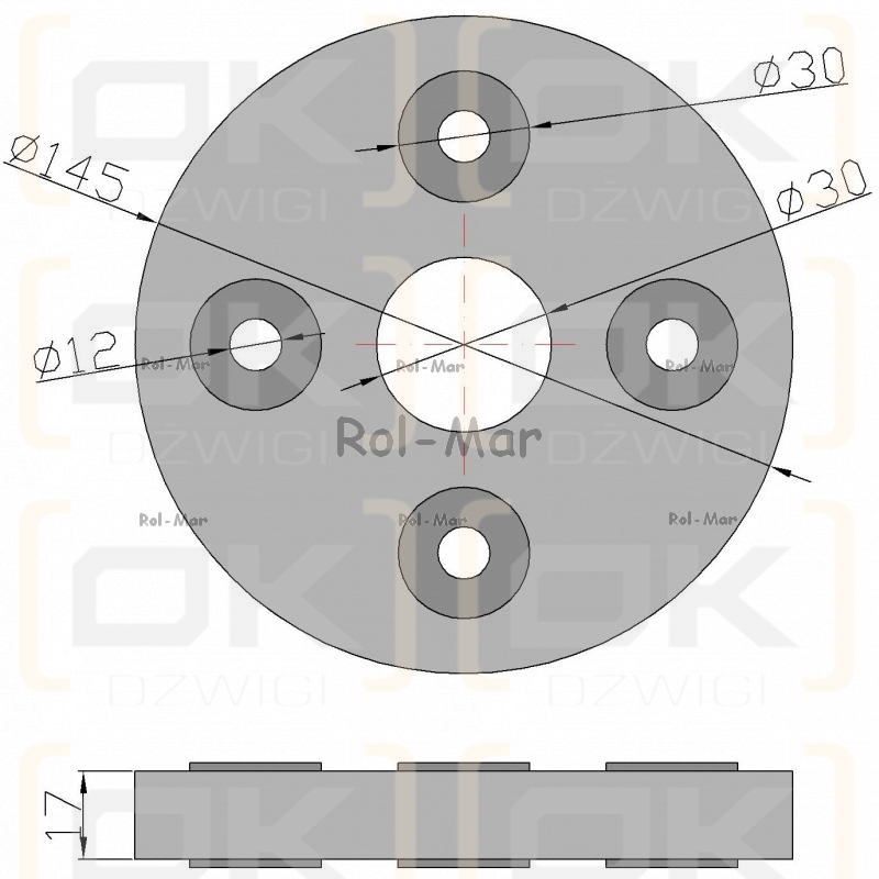 Tarcza elastyczna sprzęgła 4 otwory fi 12mm Rozrzutnik/RCW