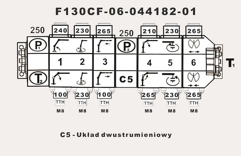 rlfk.g4 サマ Rozdzielacz hydrauliczny 6-sekcyjny Parker P70CF-07-CE22-716