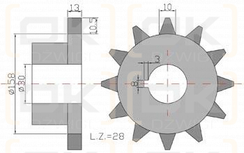 Koło Z-28. 3/4. fi=30 Rozrzutnik