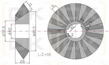 Koło zębate stożkowe Z-18 Rozrzutnik