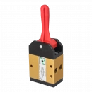Manual valve, 3-position, 5/3 NC, G1/8", red lever