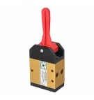 Manual valve, 3-position, 5/3 NC, G1/8", red lever