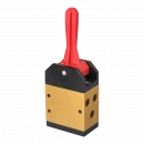 Manual valve, 3-position, 5/3 NC, G1/8", red lever