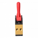 Manual valve, 3-position, 5/3 NC, G1/8", red lever