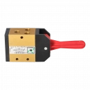 Manual valve, 3-position, 5/3 NC, G1/8", red lever