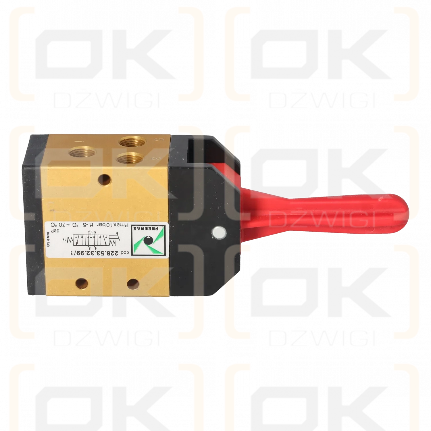 Manual valve, 3-position, 5/3 NC, G1/8", red lever