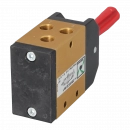 Manual valve, 3-position, 5/3 NC, G1/8", red lever