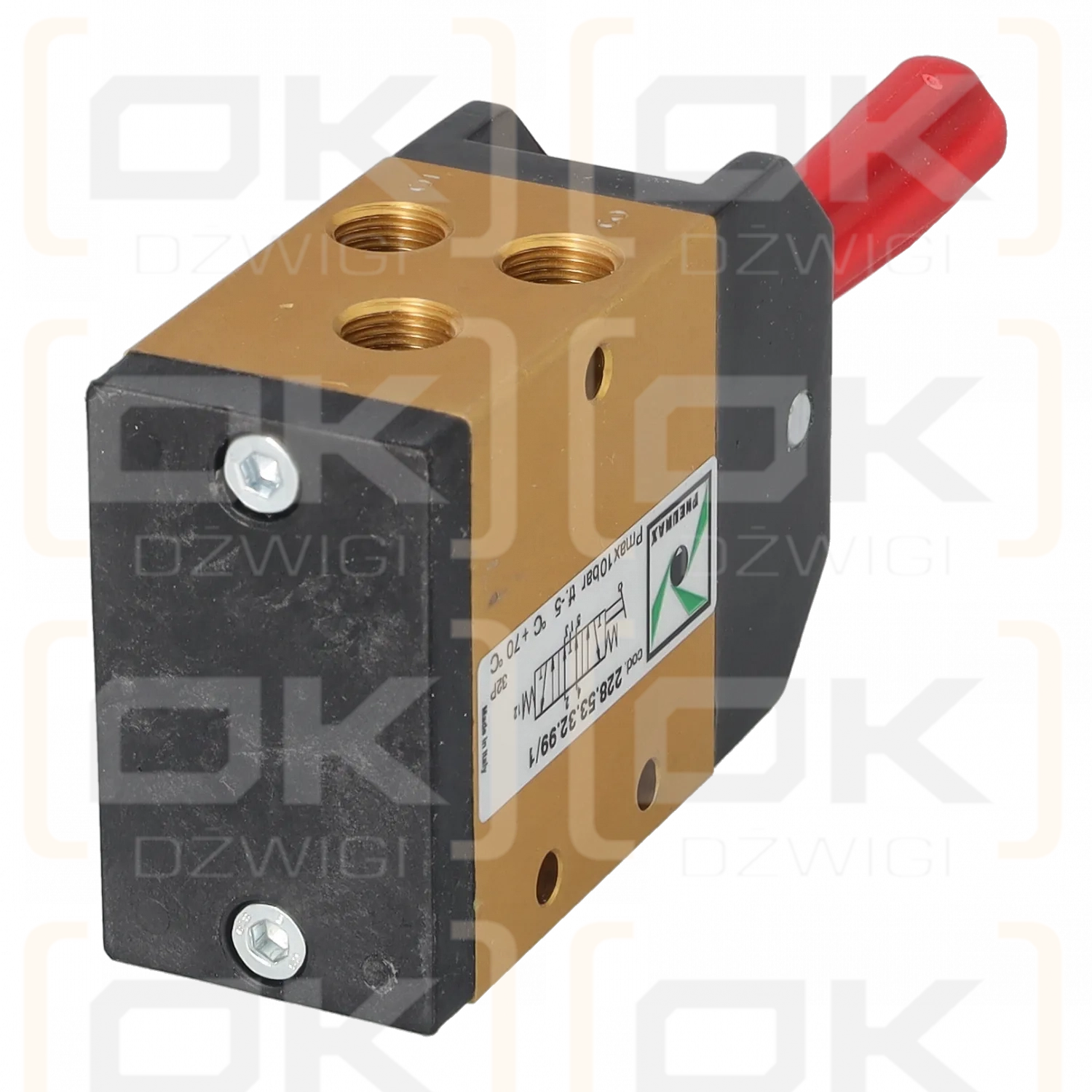 Manual valve, 3-position, 5/3 NC, G1/8", red lever