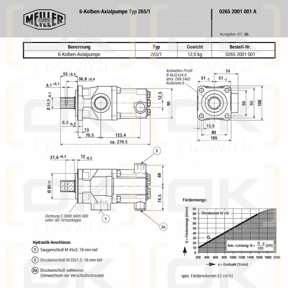 Bomba hidráulica Meiller 52L número antiguo 210/1c