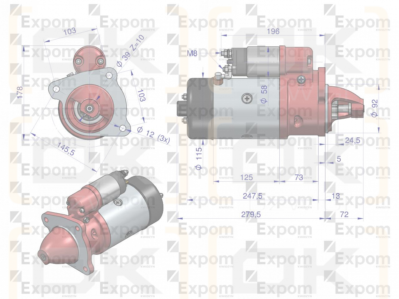 Rozrusznik R11H 300864ER. 3027466M1 12V 3 kW MF3 regenerowany EXPOM KWIDZYN eu 