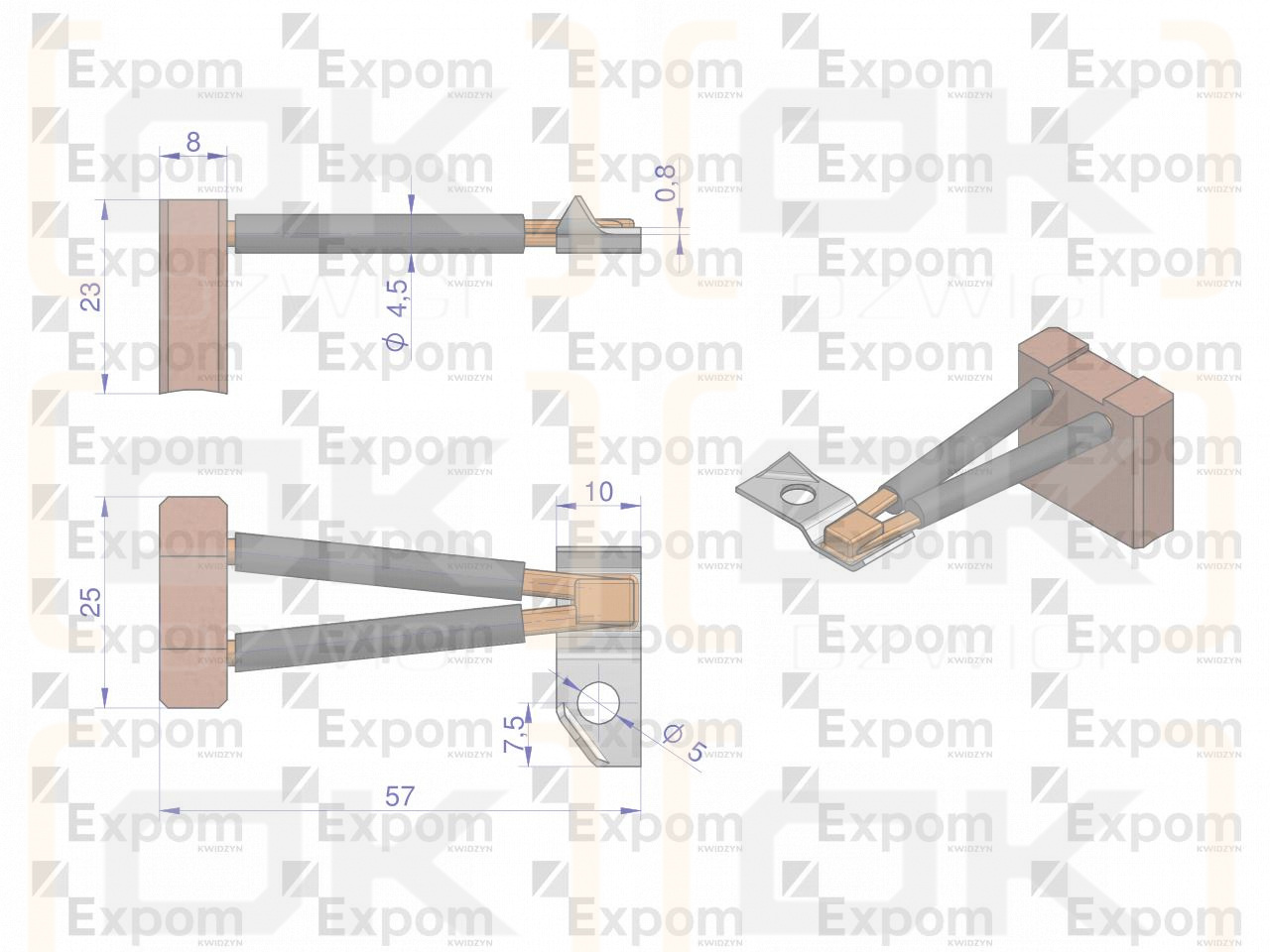 Szczotka 8x25x23 rozrusznika R-10 (20 SZT) EXPOM KWIDZYN eu