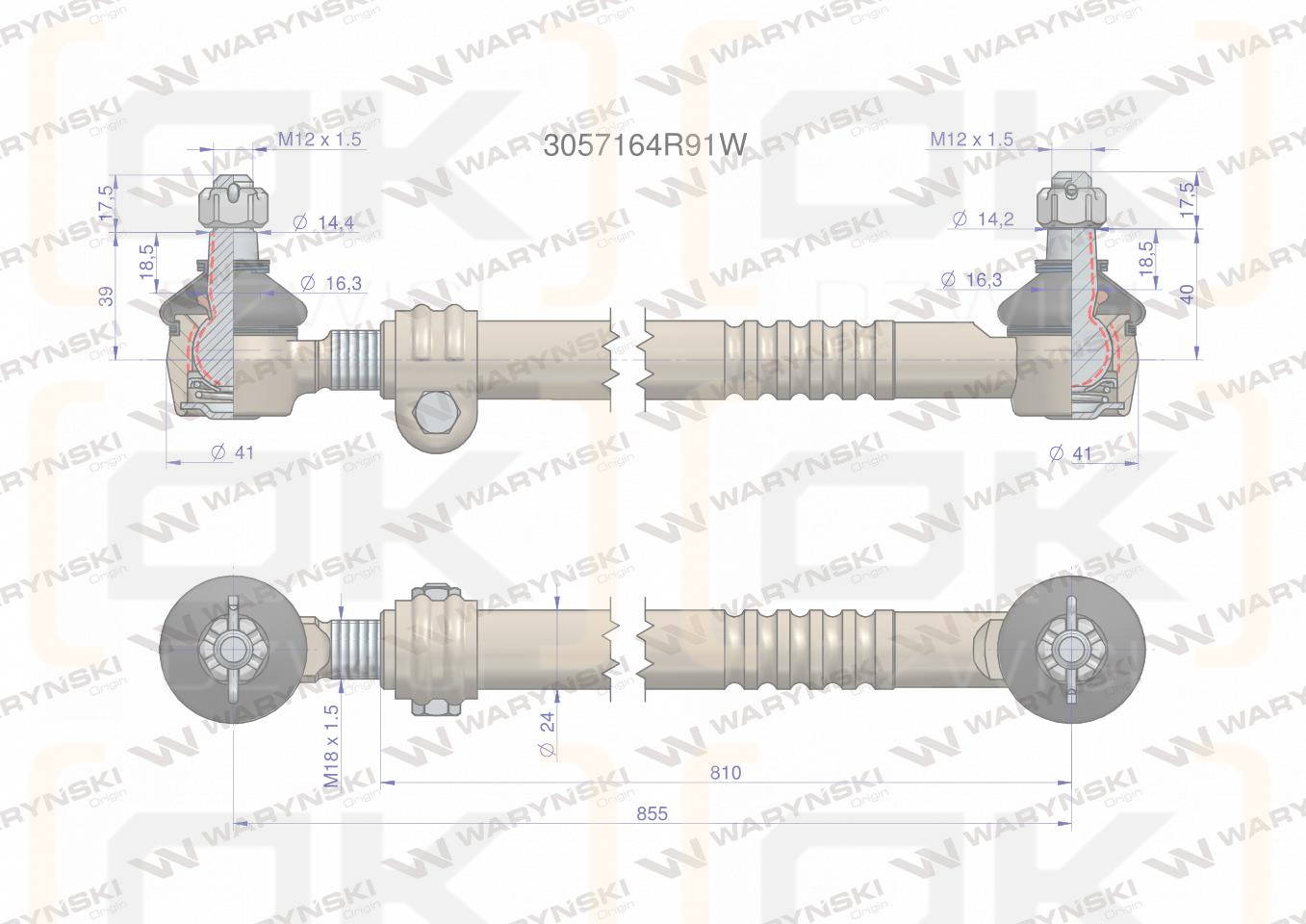 Drążek kierowniczy 3057164R91 WARYŃSKI