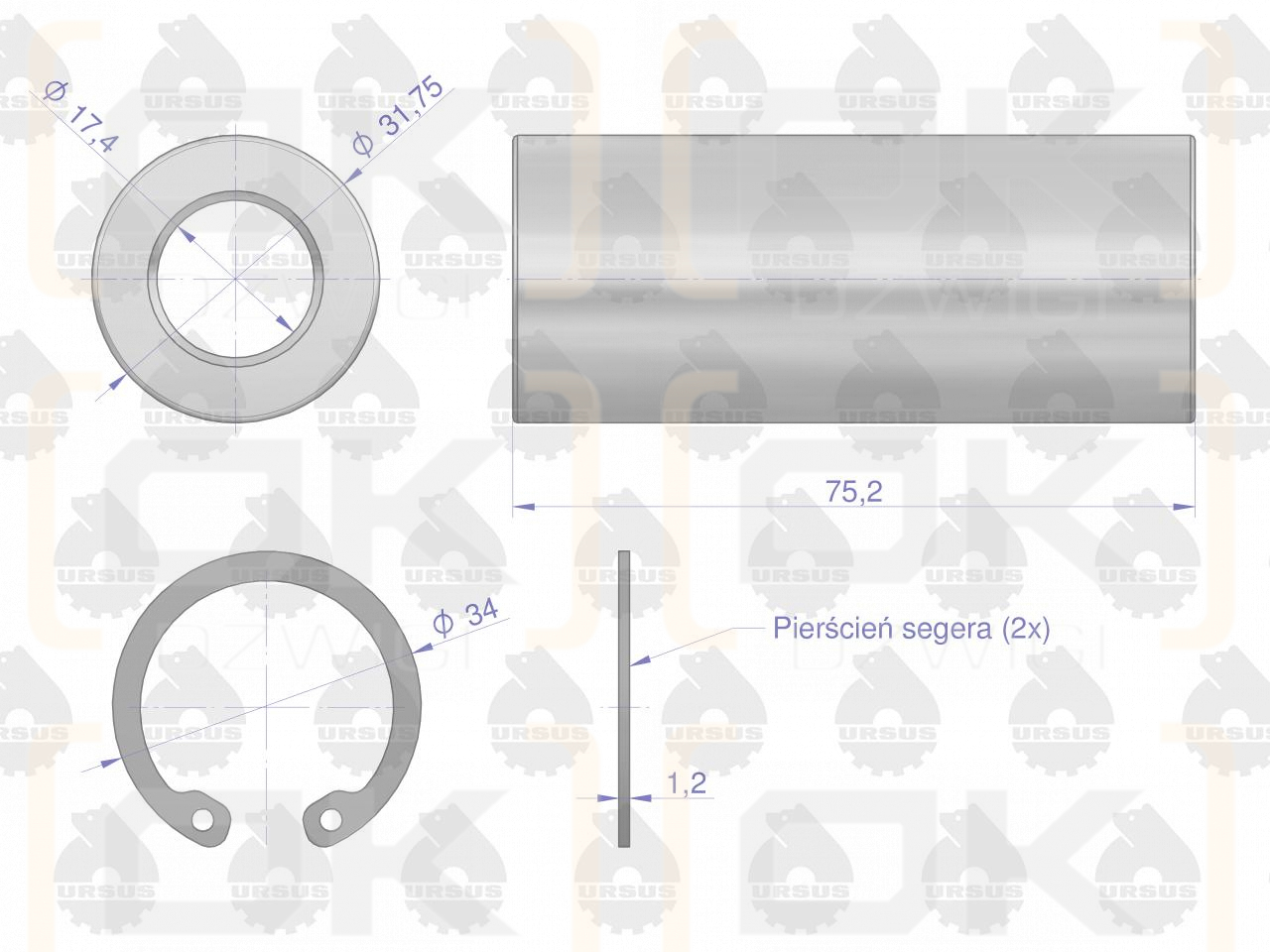 Tłok silnika UR030601 3134005K MF3 ORYGINAŁ URSUS