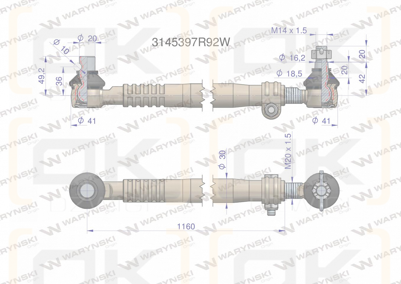 Drążek kierowniczy 3145397R92 WARYŃSKI