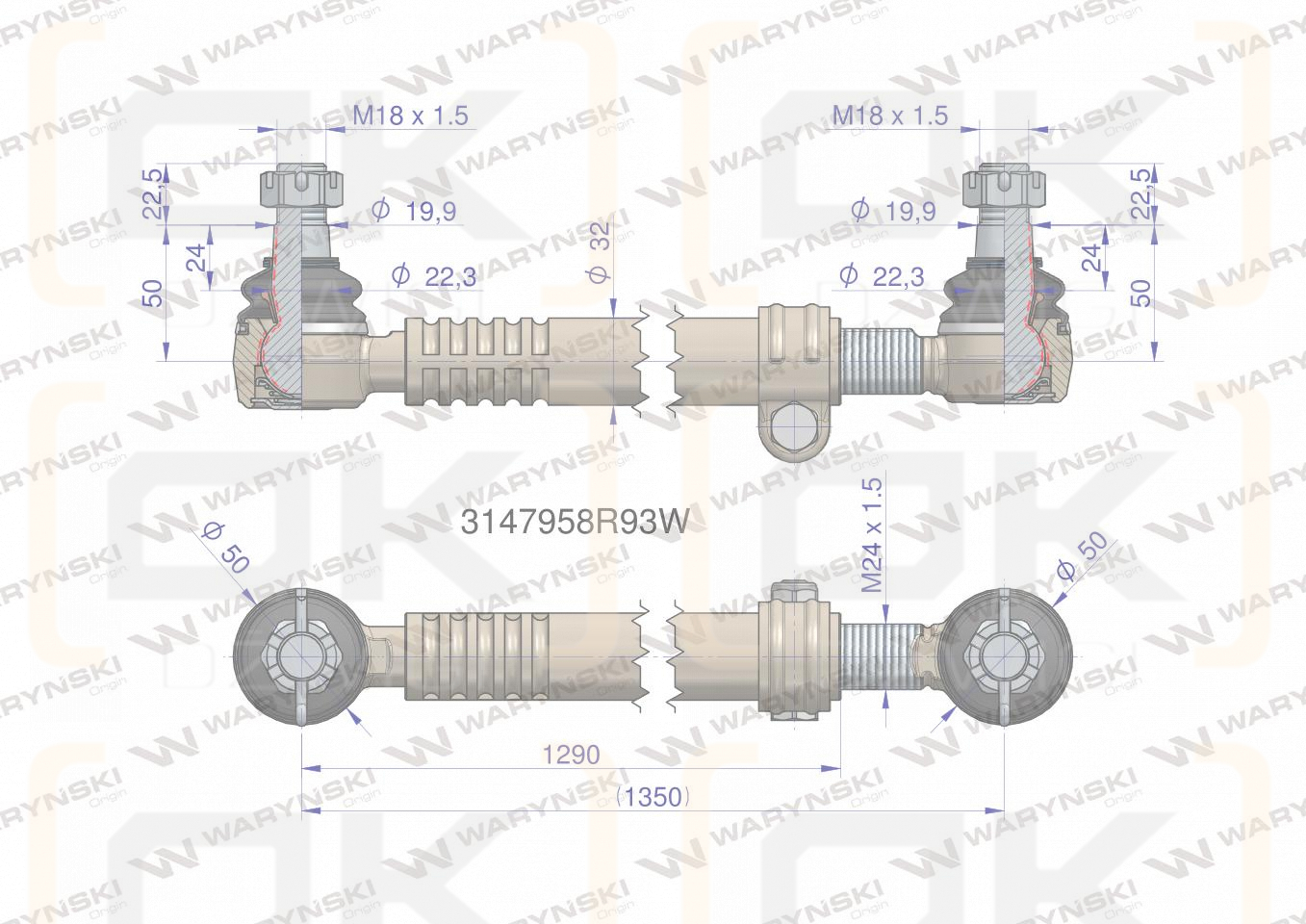 Drążek kierowniczy 3147958R93 WARYŃSKI