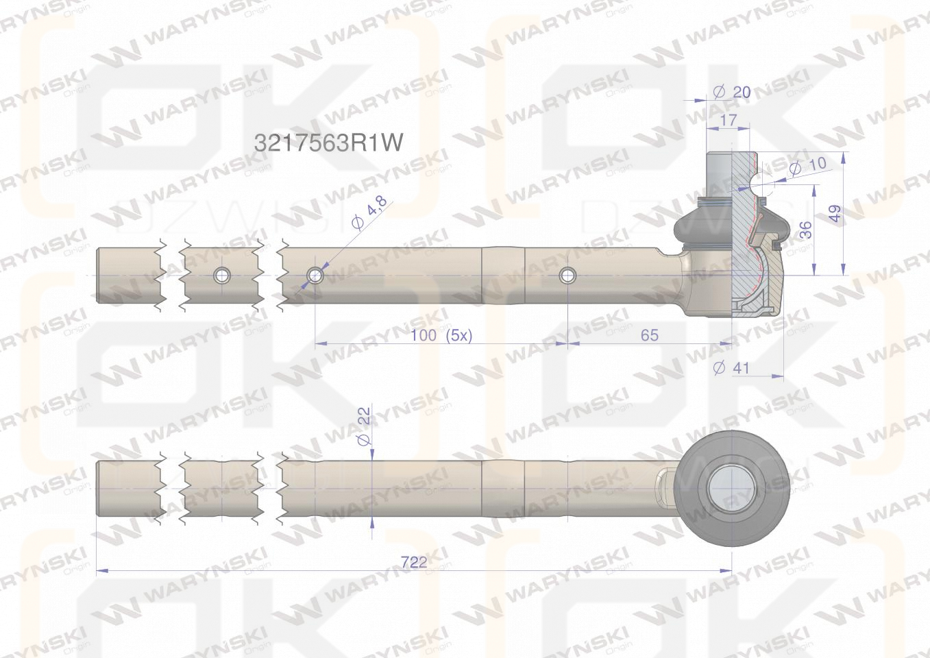 Przegub kierowniczy 3217563R1 WARYŃSKI