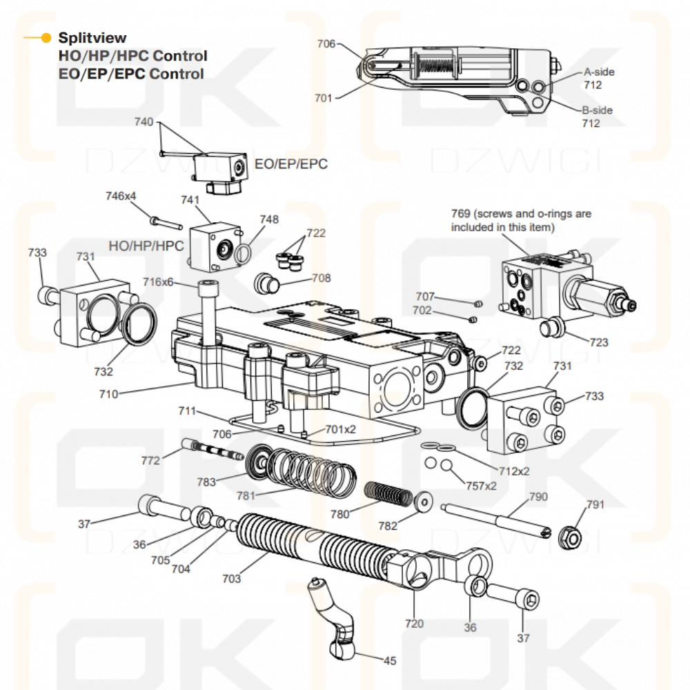 Ремкомплект поршня Parker V14-110 EO/EP HO/HP