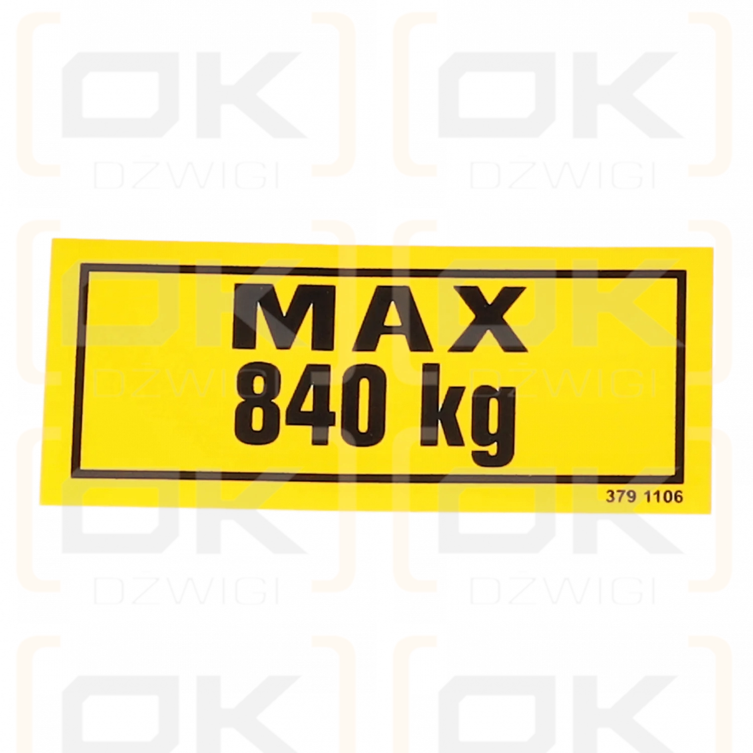 Hiab-Warnaufkleber „MAX 840 kg“