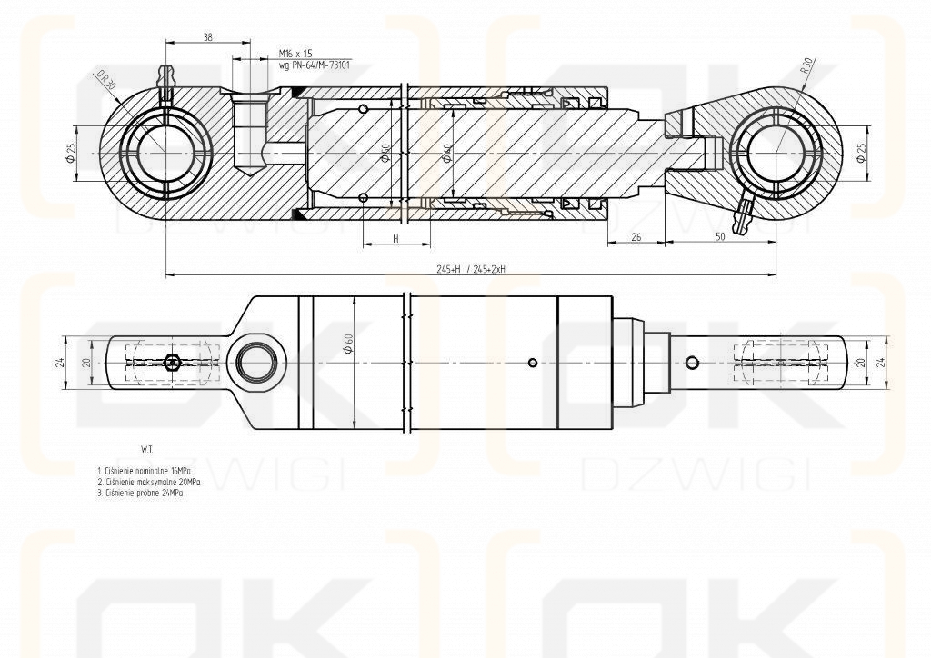 Cylinder podnoszenia hederu st.typ CN2sFB-16/40/500z+U Bizon