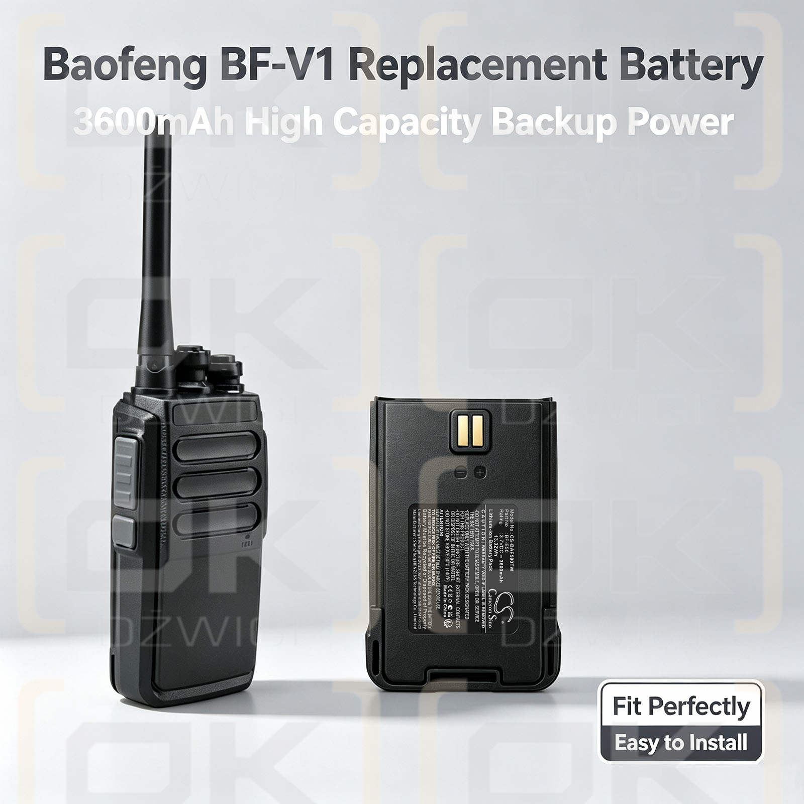 Сменный аккумулятор для Baofeng BF-V999 / BF-E50 3600 мАч Li-ion 3,7 В (Cameron Sino)