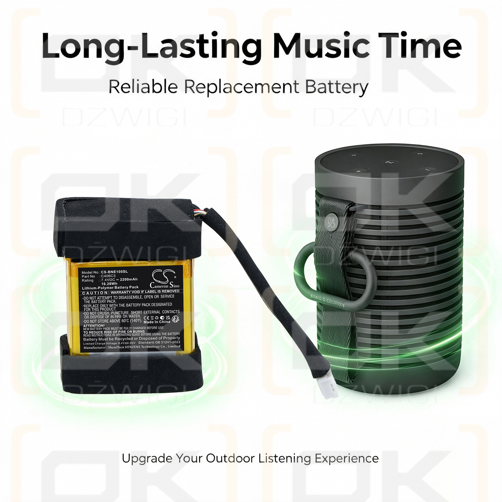 Replacement Battery for Bang & Olufsen Beosound Explore Portable Speaker / C406C3 2200 mAh Li-Polymer 7.4 V (Cameron Sino)