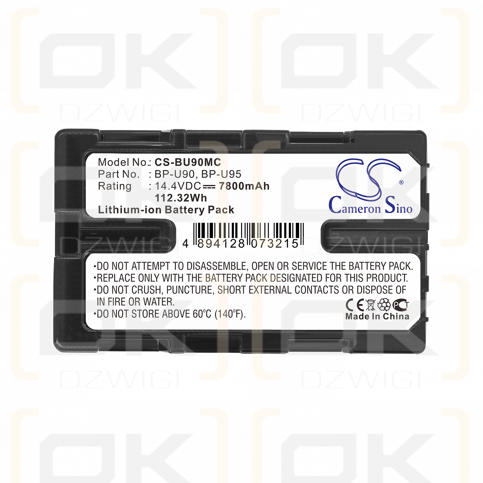 Ersatzakku für Sony HD422 / BP-U90 7800 mAh Li-Ion 14,4 V (Cameron Sino)