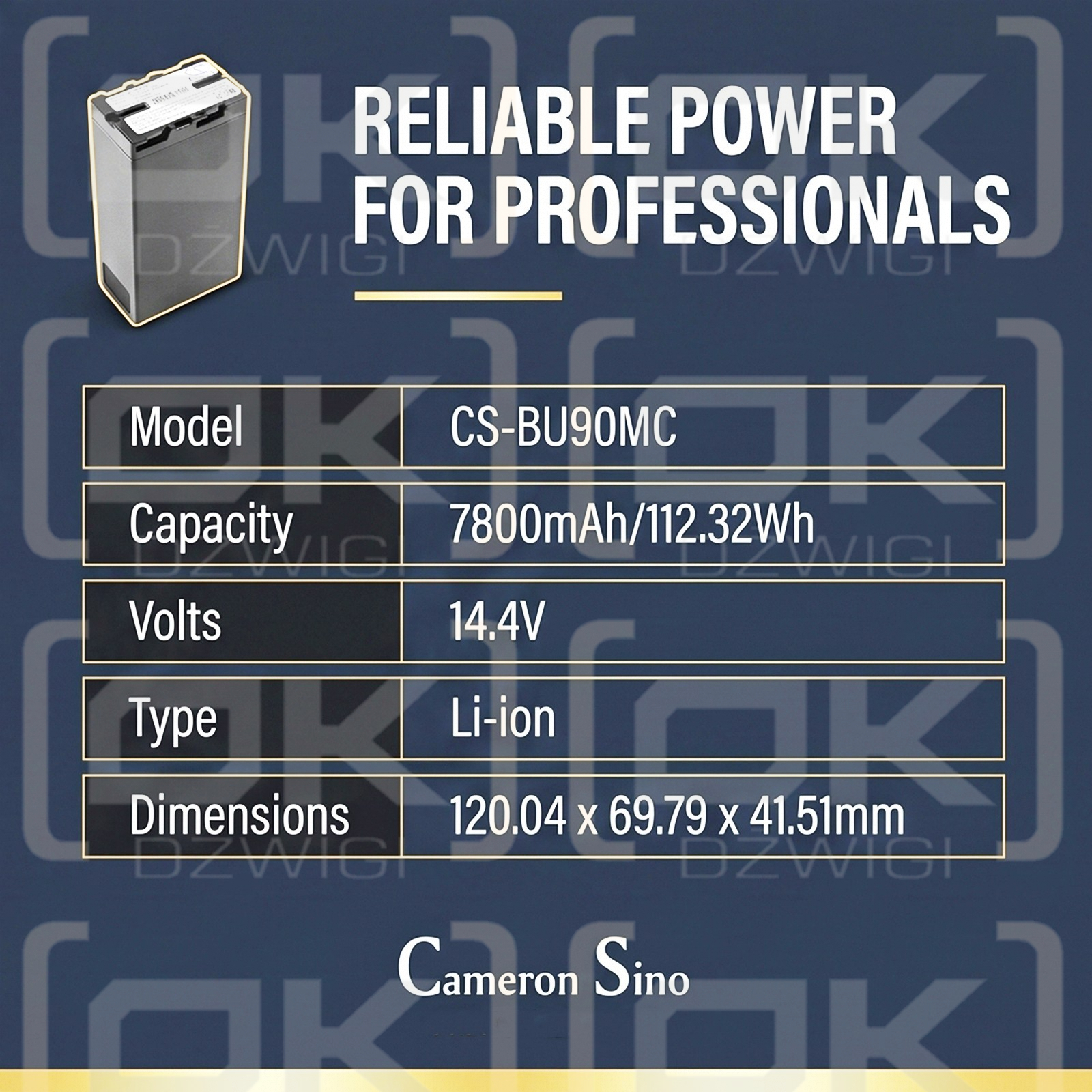 Ersatzakku für Sony HD422 / BP-U90 7800 mAh Li-Ion 14,4 V (Cameron Sino)