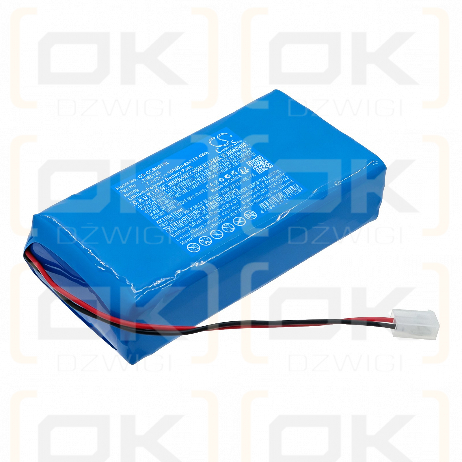 Batería de repuesto para Cobra Command Center / 7565125 16000 mAh Li-Polymer 7.4 V (Cameron Sino)