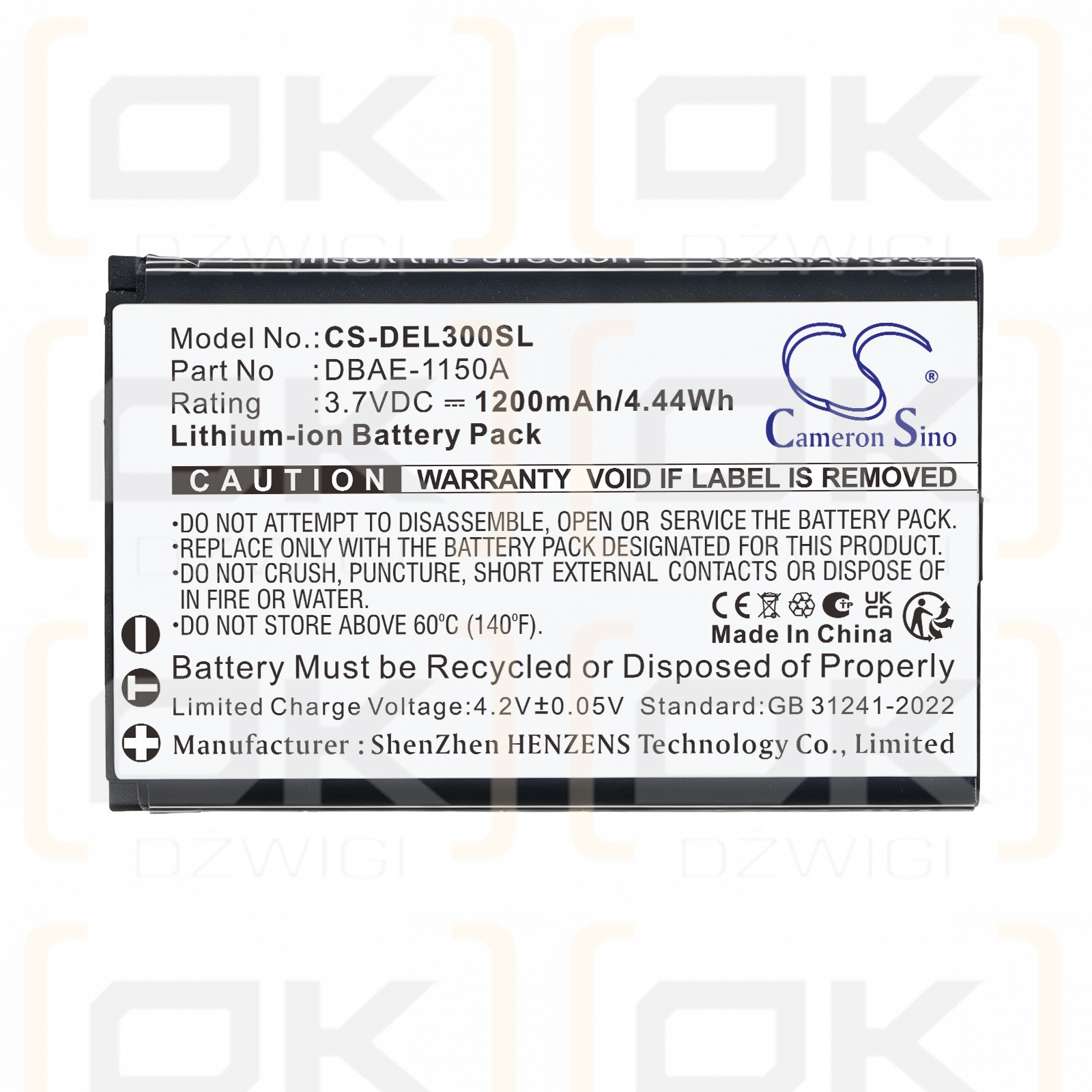 Bateria zamienna do Doro Leva L10 / DBAE-1150A 1200 mAh Li-ion 3.7 V (Cameron Sino)