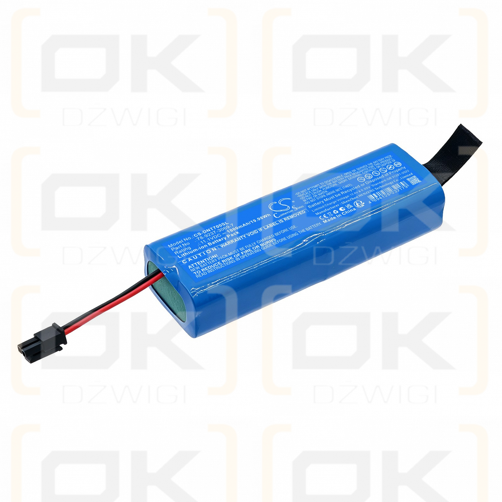 Batería de repuesto para el localizador EMS 3M Dynatel 7573 / 78-9237-3069-7, 1800 mAh, iones de litio, 11,1 V (Cameron Sino)