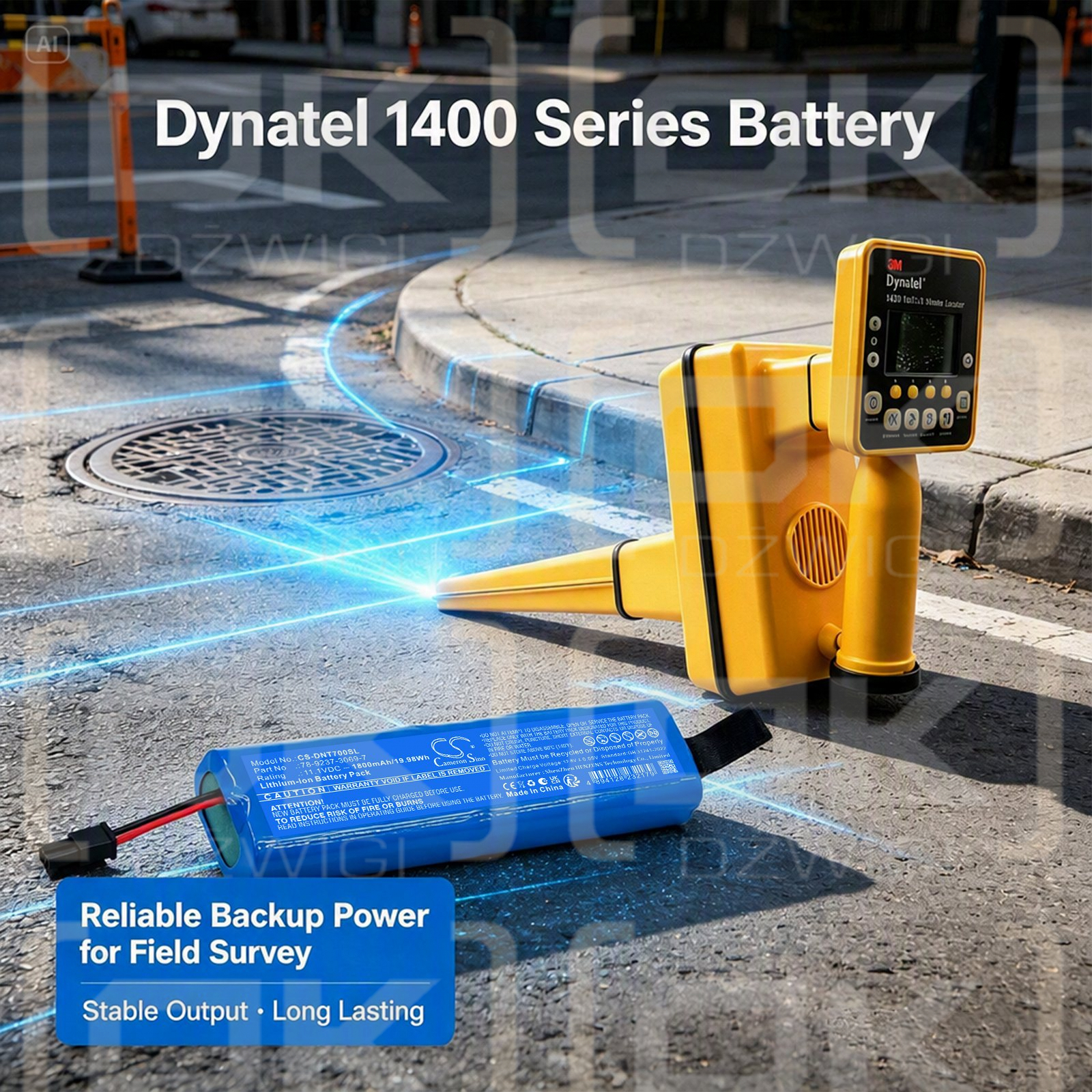 Batería de repuesto para el localizador EMS 3M Dynatel 7573 / 78-9237-3069-7, 1800 mAh, iones de litio, 11,1 V (Cameron Sino)