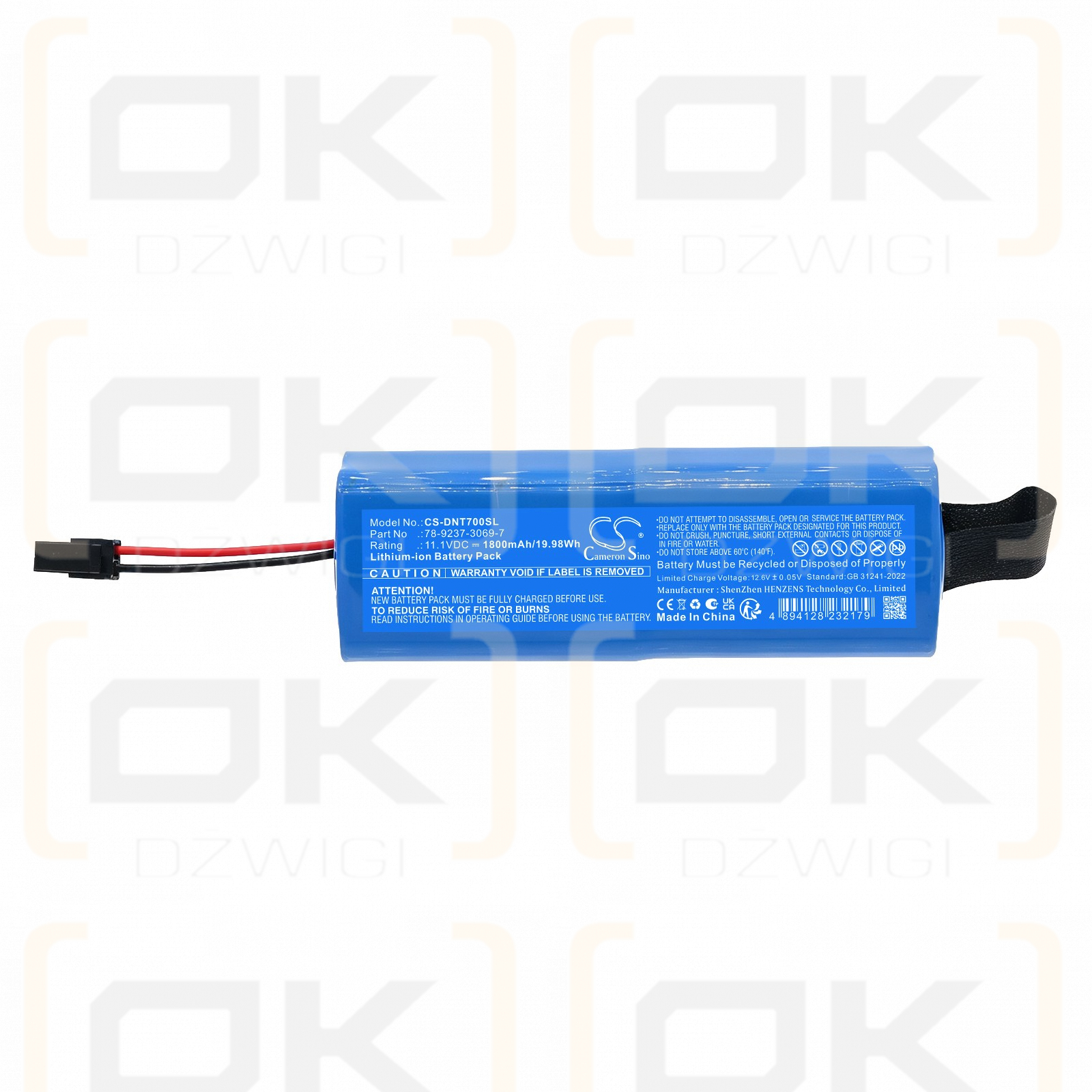Batería de repuesto para el localizador EMS 3M Dynatel 7573 / 78-9237-3069-7, 1800 mAh, iones de litio, 11,1 V (Cameron Sino)