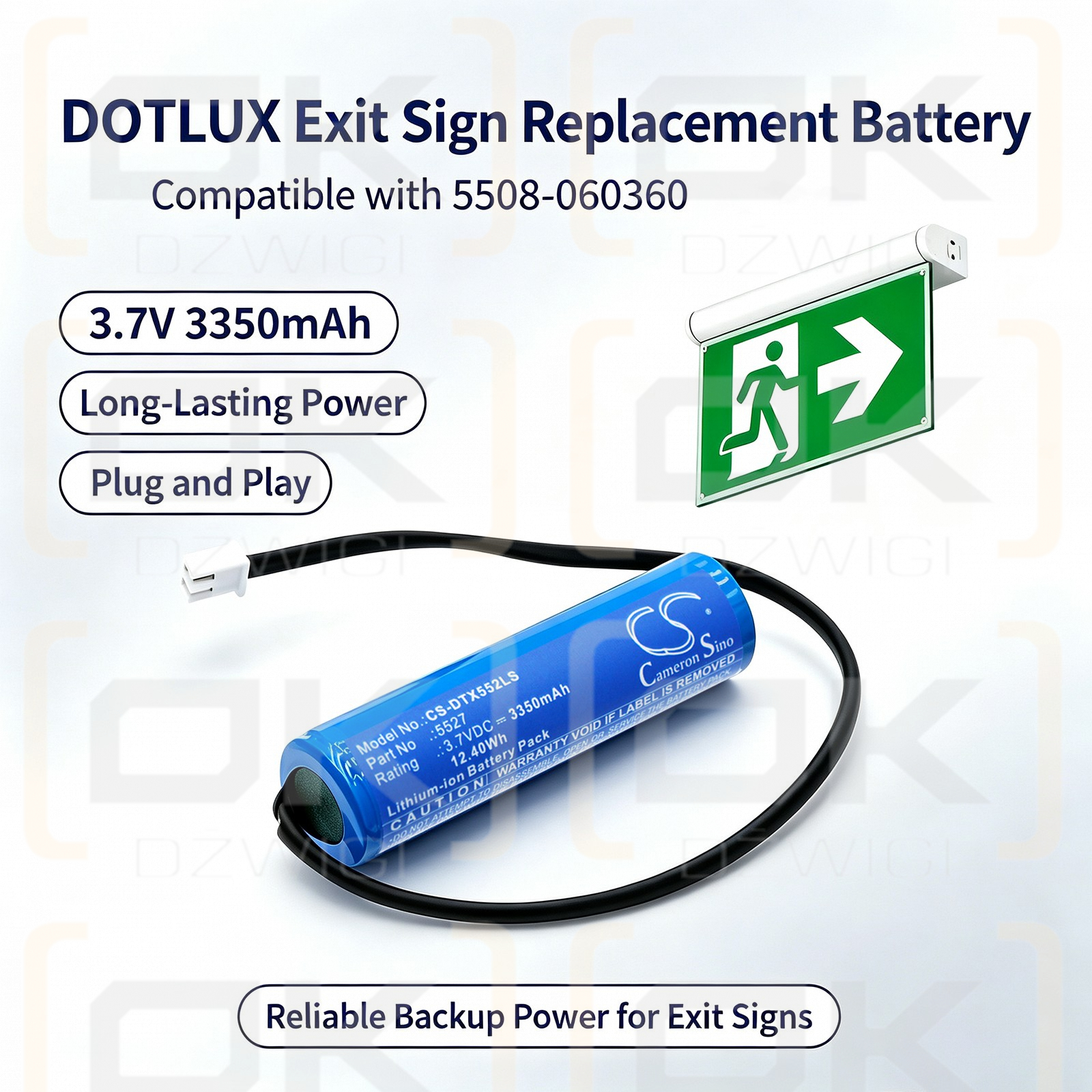 Сменный аккумулятор для DOTLUX 5509-060360 / 5527 3350 мАч Li-ion 3,7 В (Cameron Sino)