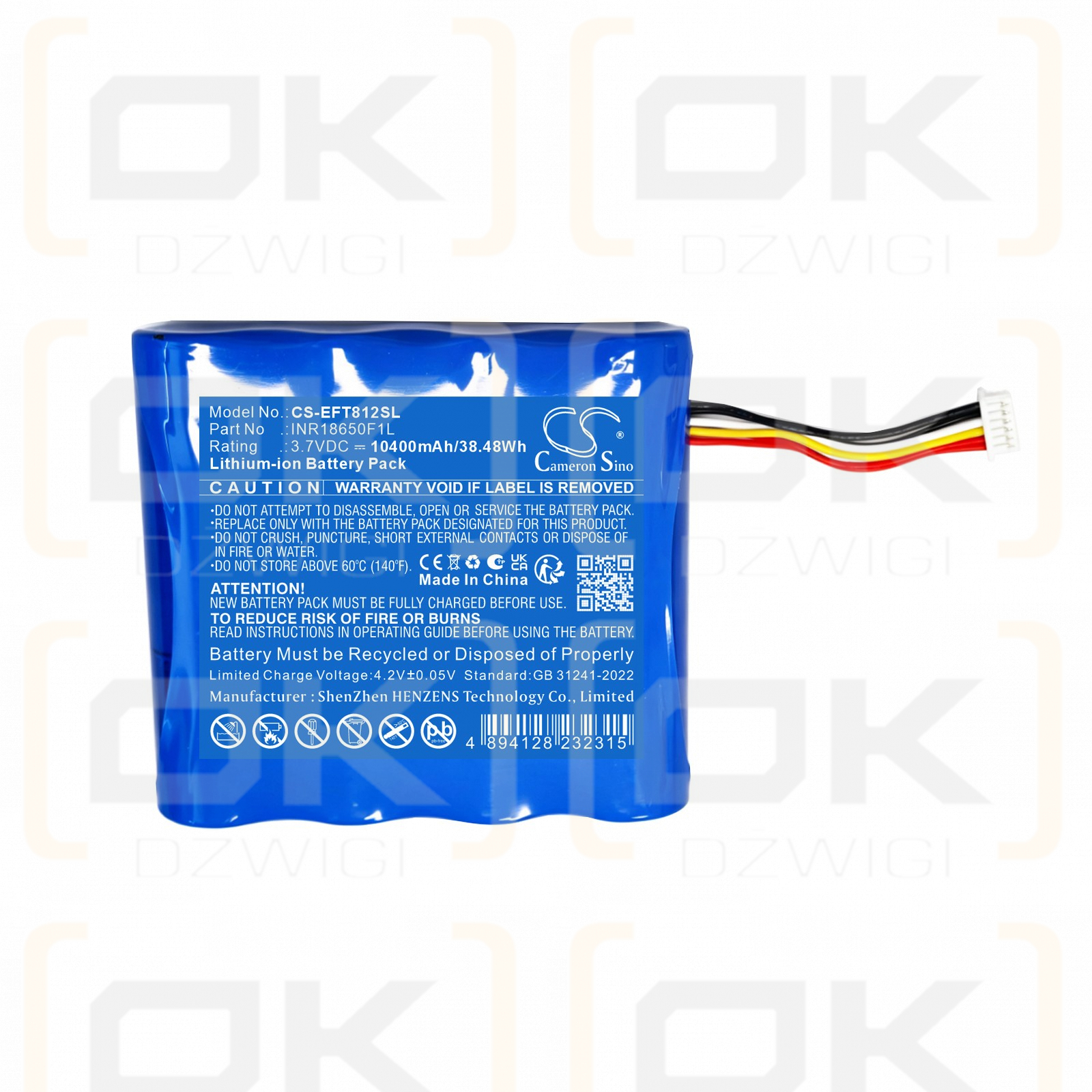 Replacement Battery for Eufy SoloCam S40 Solar / INR18650F1L 10400mAh Li-ion 3.7V (Cameron Sino)