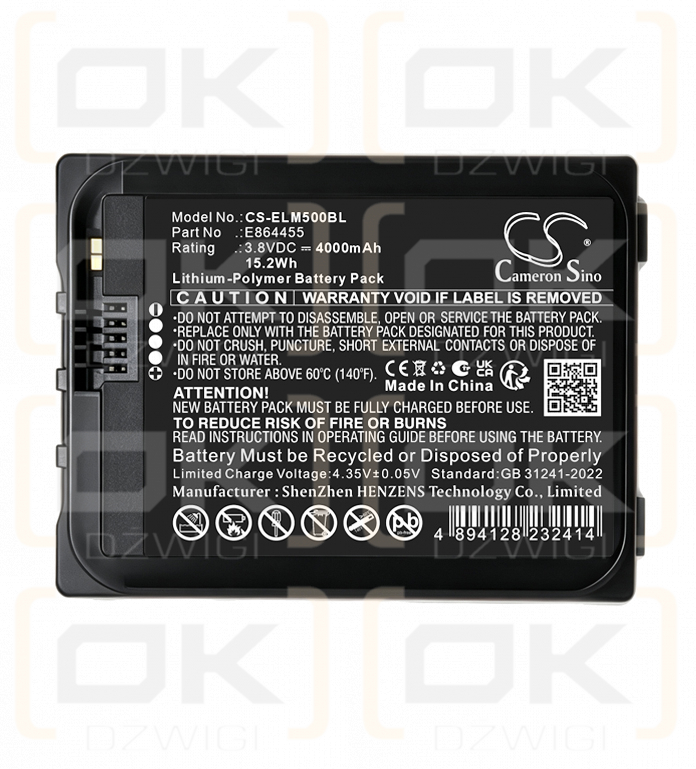 Batería de repuesto para ELO M50 / E864455, 4000 mAh, polímero de litio, 3,8 V (Cameron Sino)