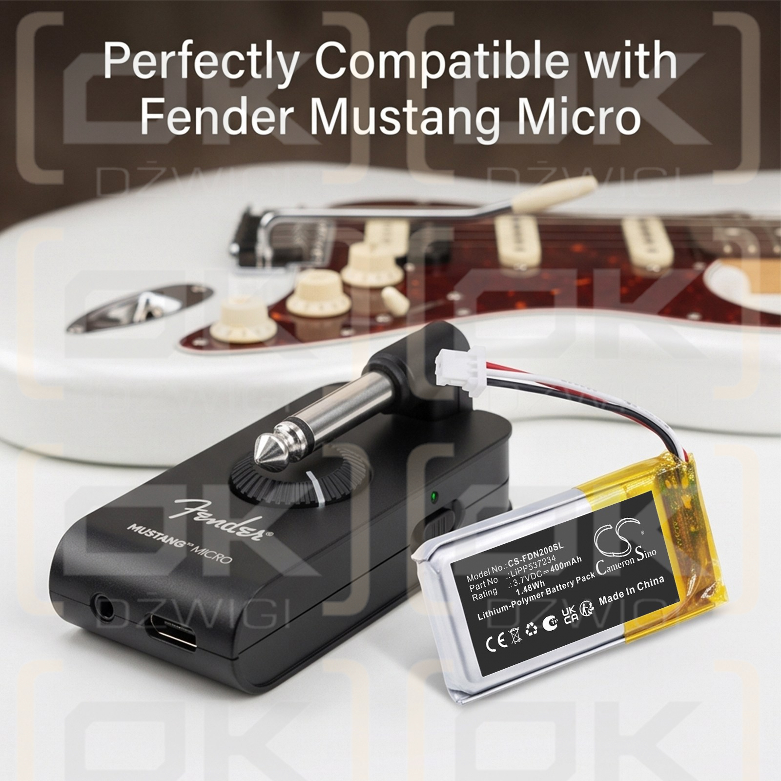 Ersatzakku für Fender F02-2311300/000 / LiPP537234 400 mAh Li-Polymer 3,7 V (Cameron Sino)