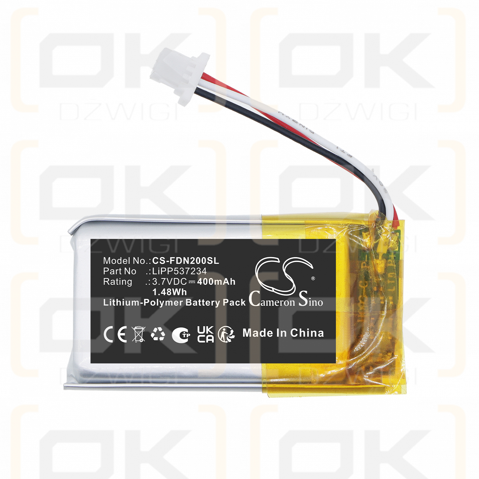 Ersatzakku für Fender F02-2311300/000 / LiPP537234 400 mAh Li-Polymer 3,7 V (Cameron Sino)