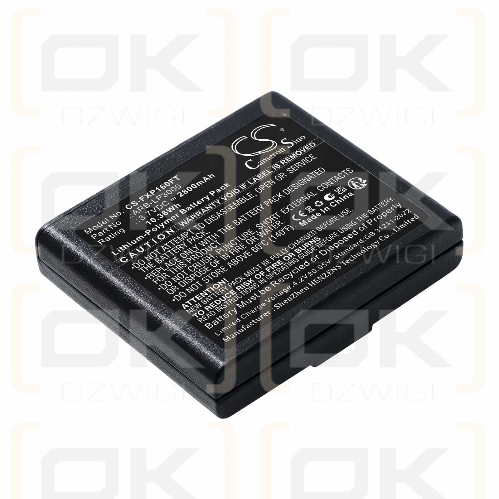 Ersatzakku für Fenix ​​HP16R / ARB-LP3000 2800 mAh Li-Polymer 3,7 V (Cameron Sino)