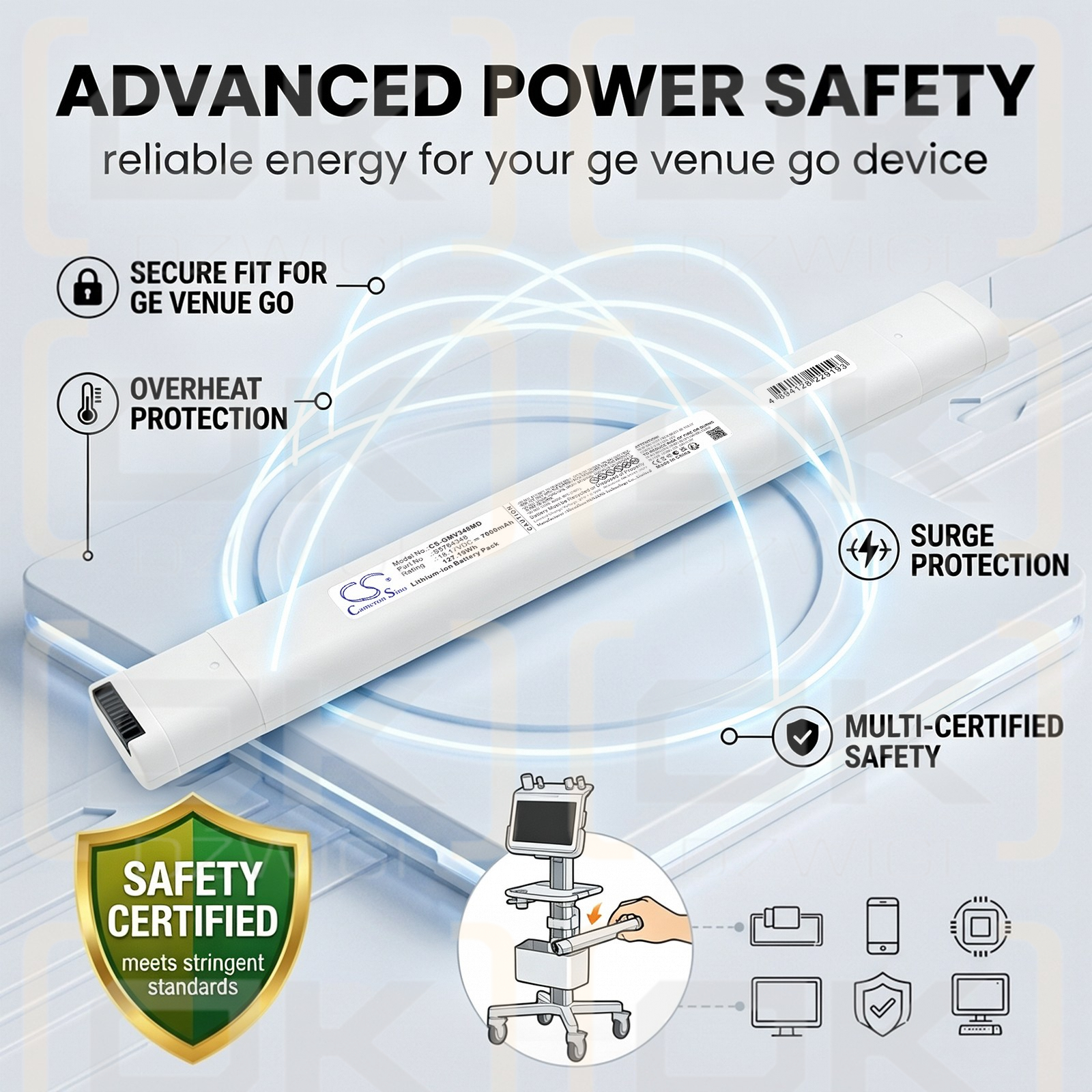 Bateria zamienna do GE  ultrasonic Venue Go /  S5764348 7000 mAh Li-ion 18.17 V (Cameron Sino)