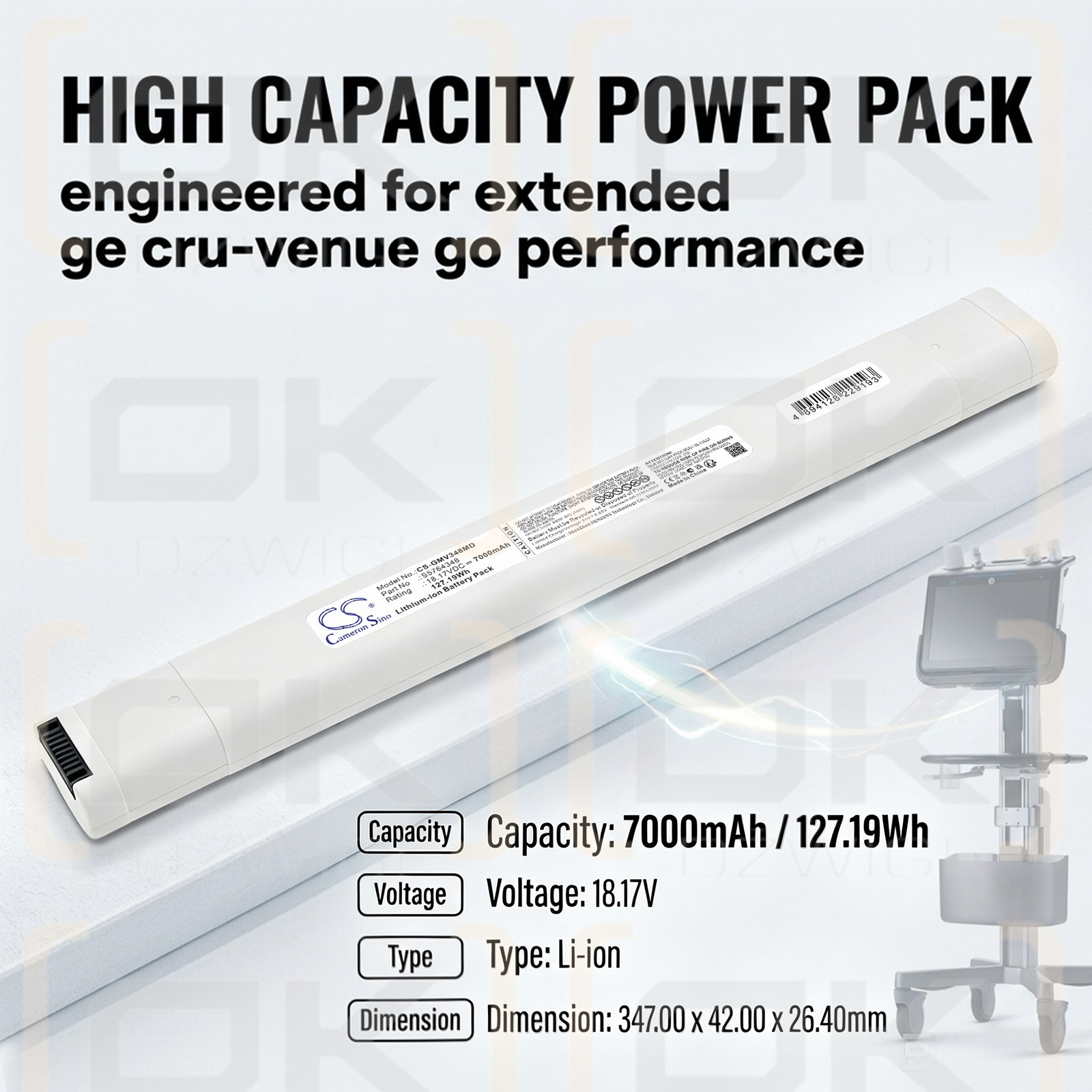 Bateria zamienna do GE  ultrasonic Venue Go /  S5764348 7000 mAh Li-ion 18.17 V (Cameron Sino)