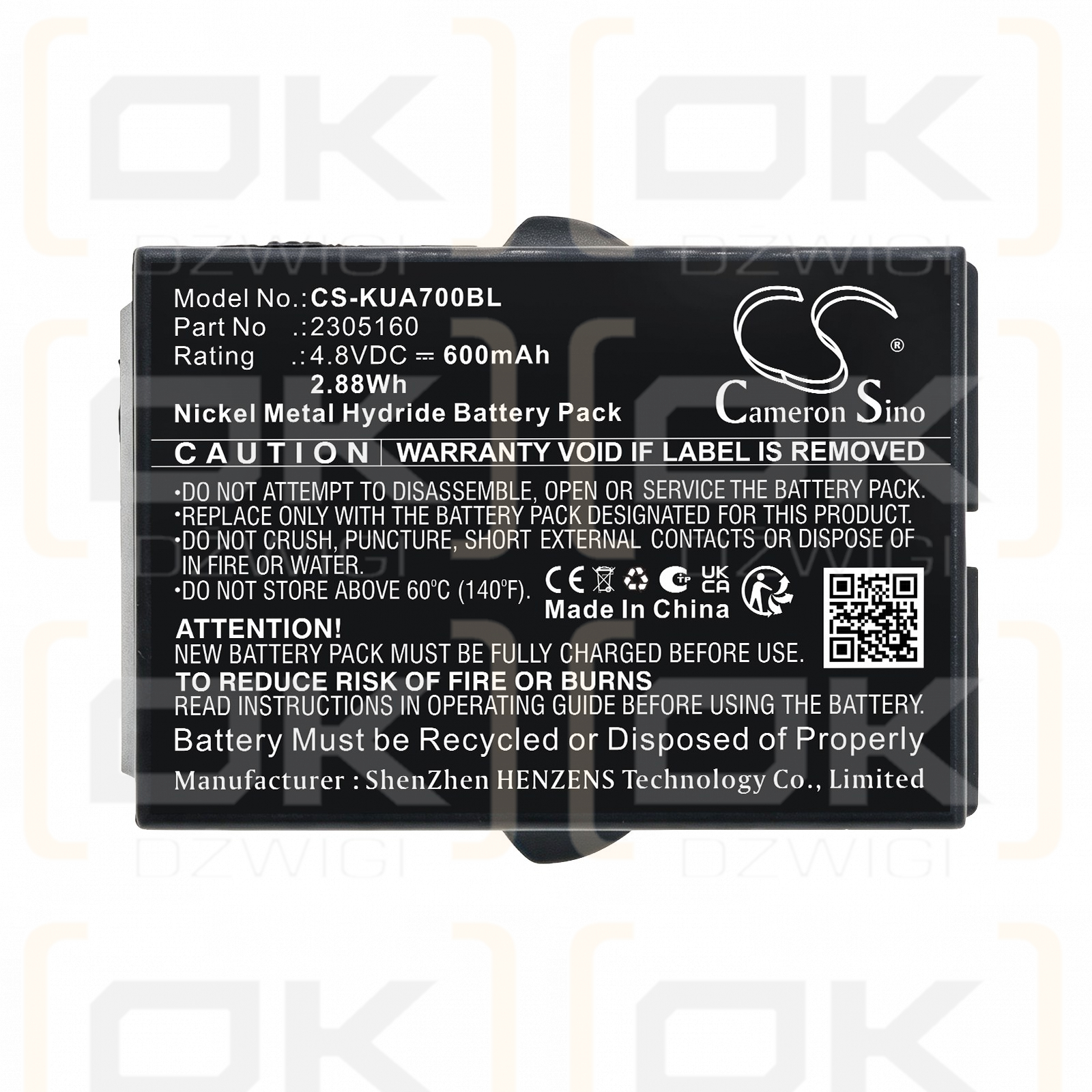 Сменный аккумулятор для карманных компьютеров Ikusi T701 ATEX / 2305160 600 мАч Ni-MH 4,8 В (Cameron Sino)